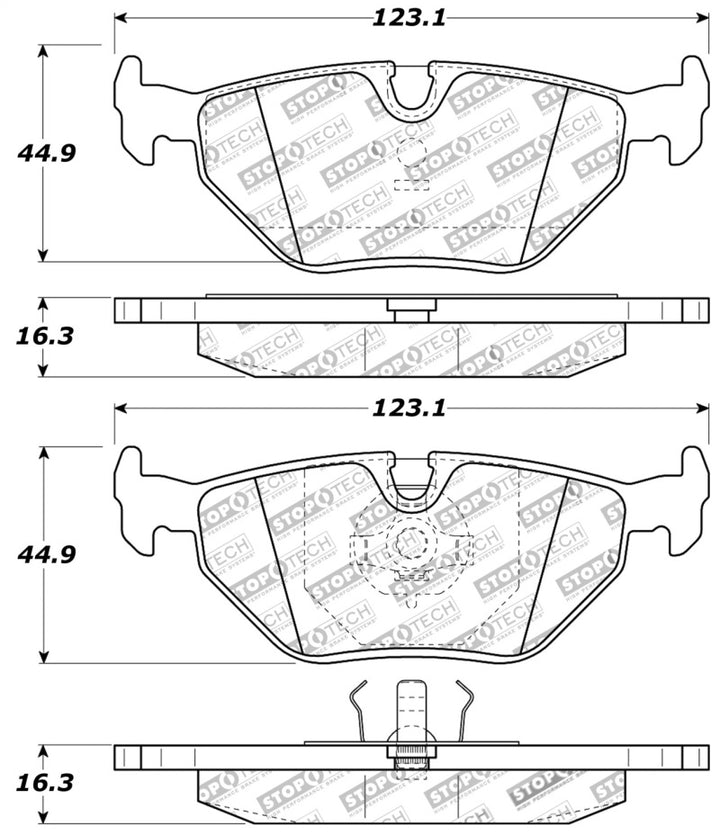 StopTech Performance 87-99 BMW M3 / 89-93 M5 / 98-02 Z3 Rear Street Performance Brake Pads - Bull Strap