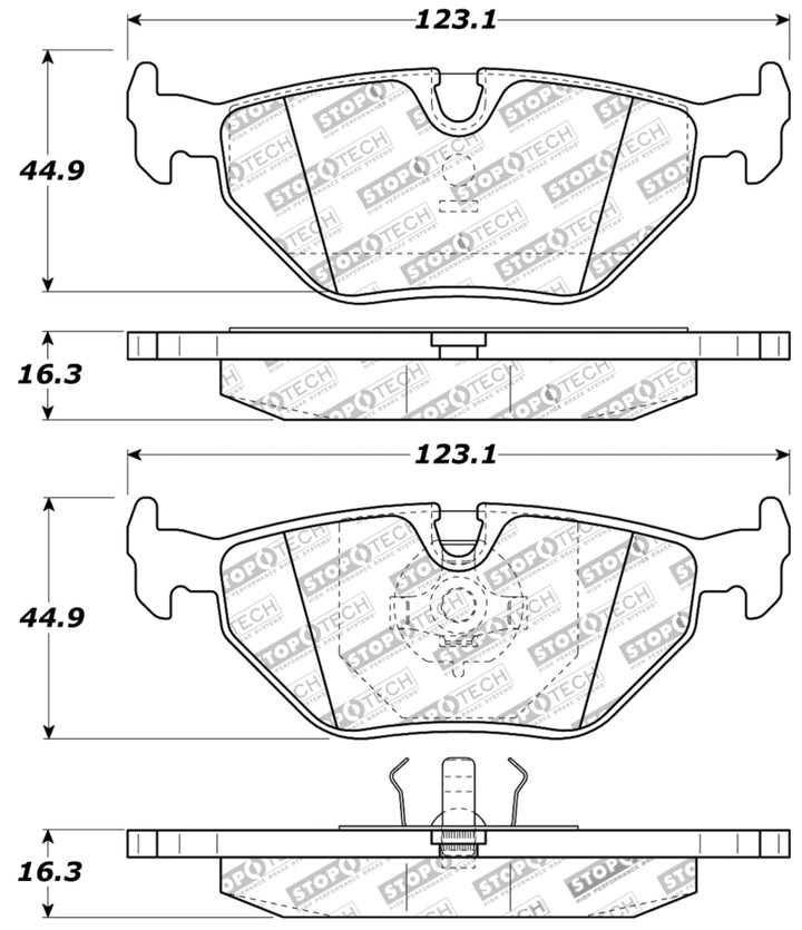 StopTech Performance 87-99 BMW M3 / 89-93 M5 / 98-02 Z3 Rear Street Performance Brake Pads - Bull Strap
