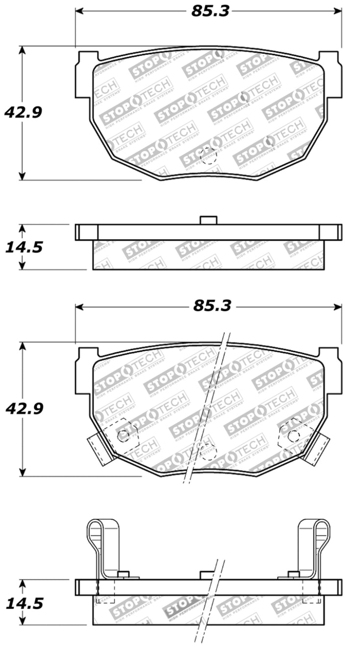 StopTech Performance 89-98 240SX Rear Brake Pads - Bull Strap