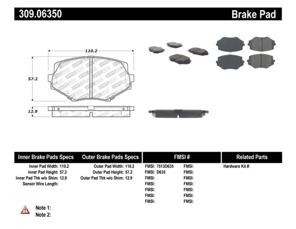 StopTech Performance 94-97/99-05 Miata w/Normal Suspension Front Brake Pads D635 - Bull Strap