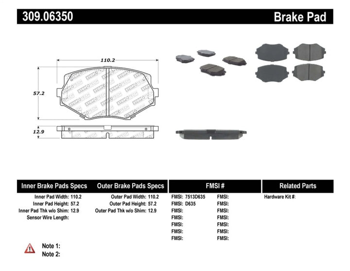 StopTech Performance 94-97/99-05 Miata w/Normal Suspension Front Brake Pads D635 - Bull Strap