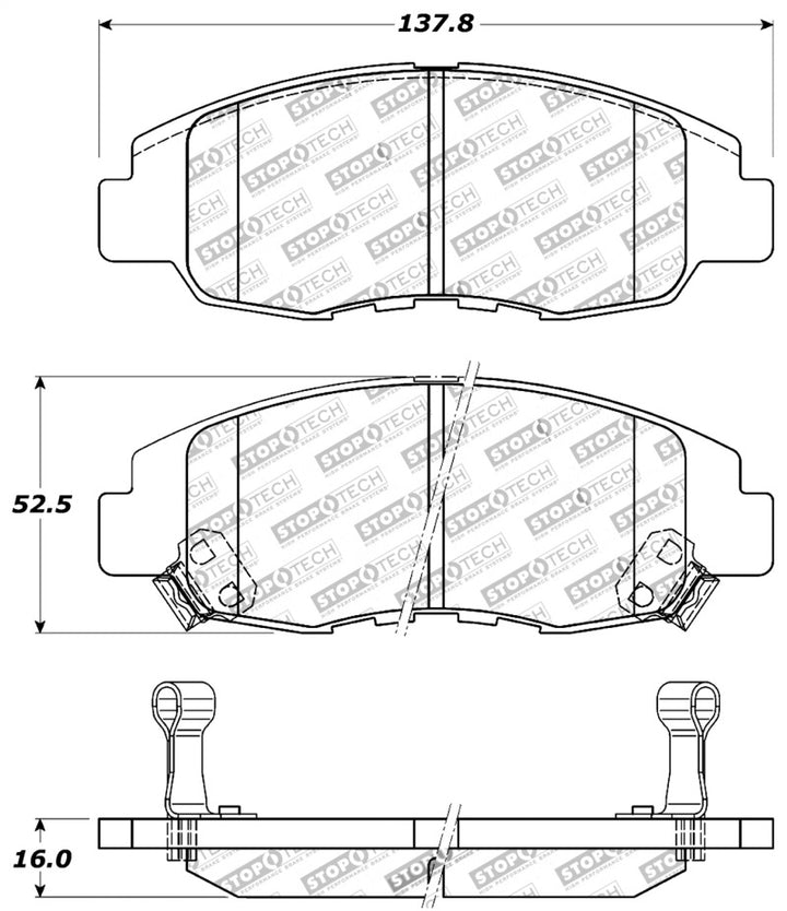 StopTech Performance 98-02 Honda Accord Coupe/Sedan 4cyl Rear Drum/Disc Front Brake Pads - Bull Strap