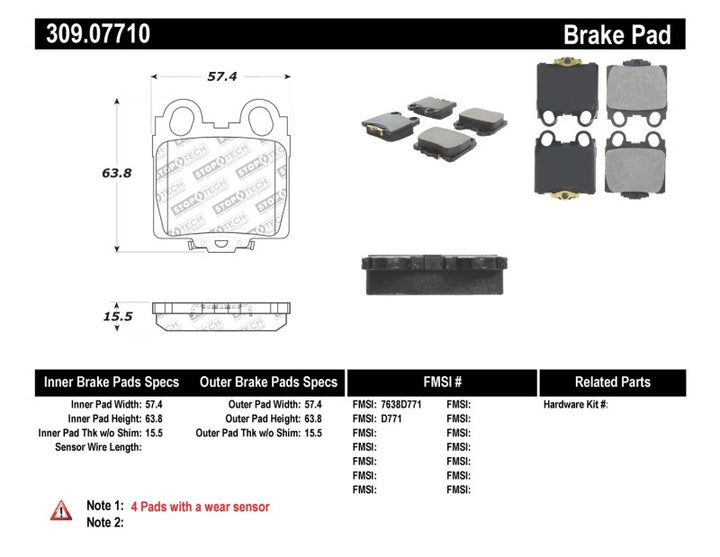 StopTech Performance 98-05 Lexus GS 300/350/400/430/450H / 00-05 IS250/300/350 Rear Brake Pads - Bull Strap
