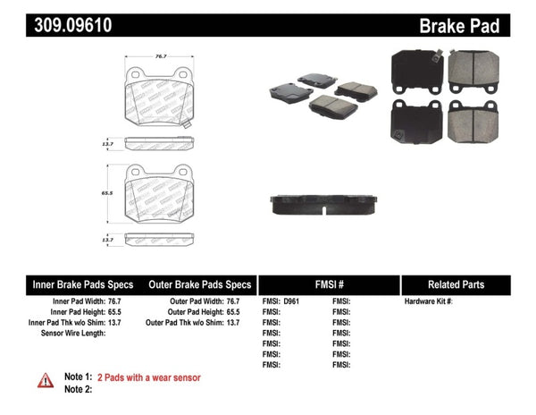StopTech Performance ST-22 2-Piston Rear Caliper Brake Pads - Bull Strap