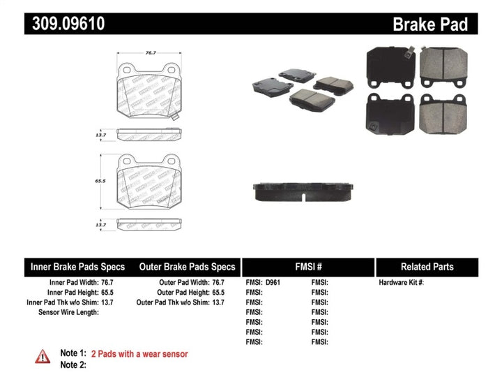 StopTech Performance ST-22 2-Piston Rear Caliper Brake Pads - Bull Strap