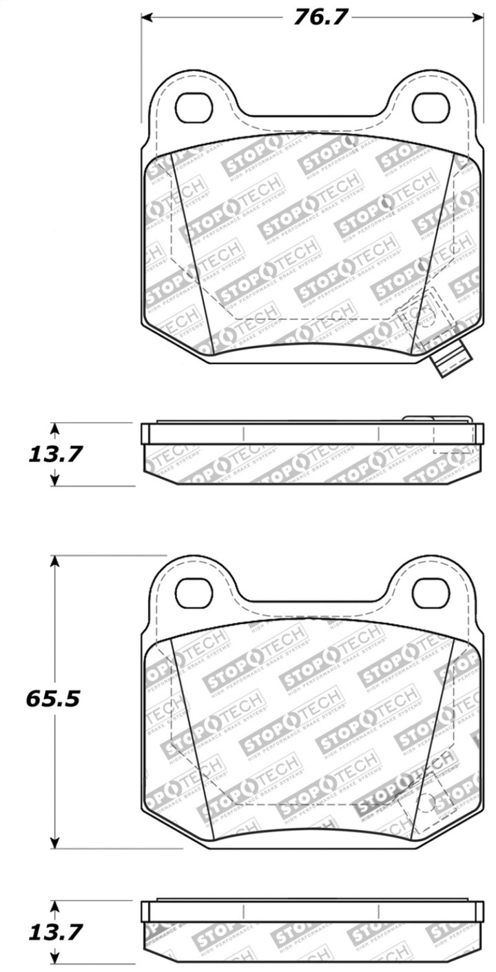 StopTech Performance ST-22 2-Piston Rear Caliper Brake Pads - Bull Strap