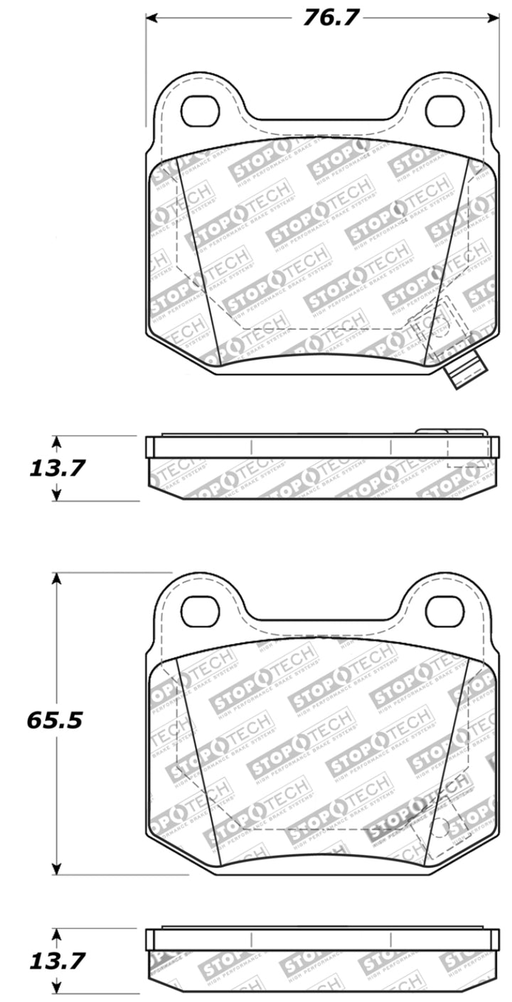 StopTech Performance ST-22 2-Piston Rear Caliper Brake Pads - Bull Strap