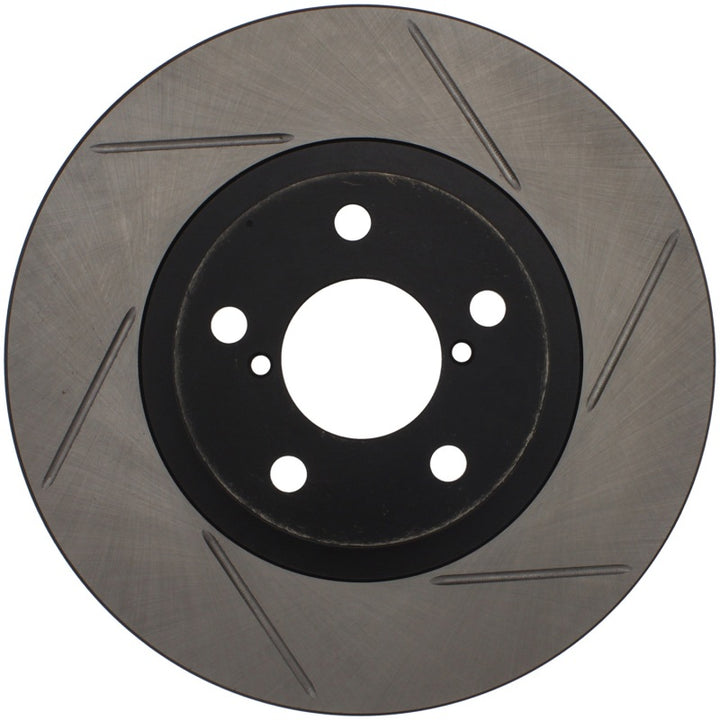 StopTech Power Slot 00-05 Legacy / 7/98-08 Impreza Front Left SportStop Slotted Rotor - Bull Strap