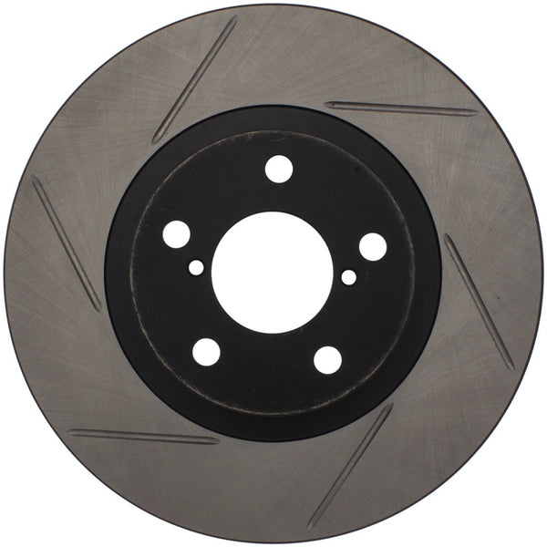 StopTech Power Slot 00-05 Legacy / 7/98-08 Impreza Front Right SportStop Slotted Rotor - Bull Strap