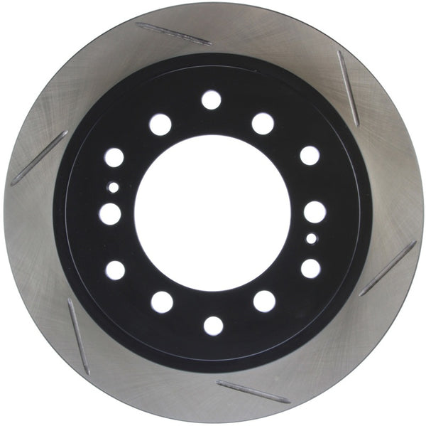StopTech Power Slot 01-07 Toyota Sequoia/03-09 4 Runner / 03-09 Lexus GX470 Slotted Left Rear Rotor - Bull Strap