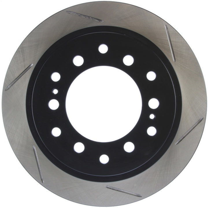 StopTech Power Slot 01-07 Toyota Sequoia/03-09 4 Runner / 03-09 Lexus GX470 Slotted Left Rear Rotor - Bull Strap