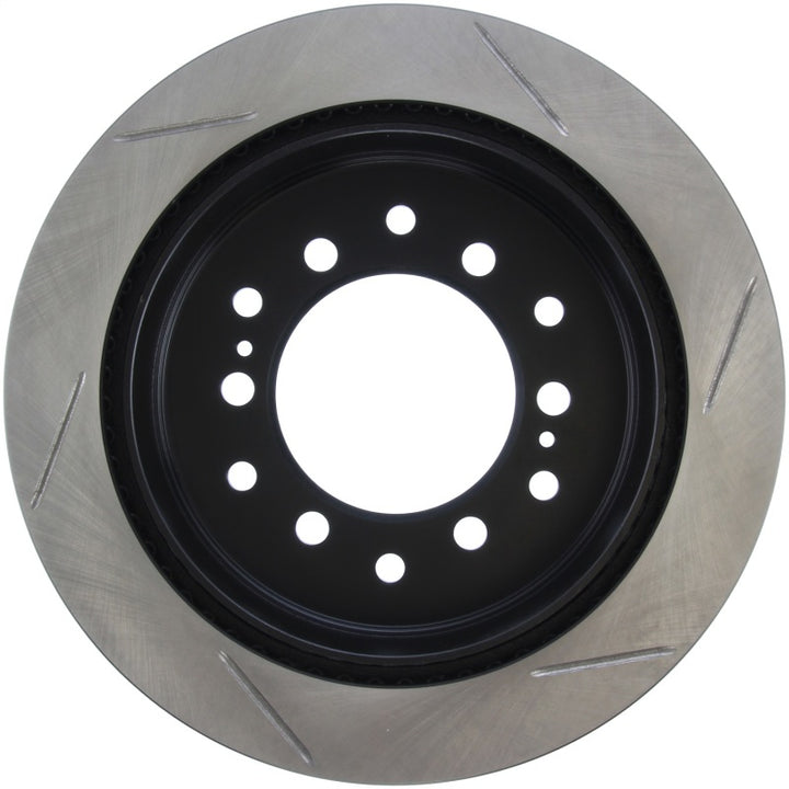 StopTech Power Slot 01-07 Toyota Sequoia/03-09 4 Runner / 03-09 Lexus GX470 Slotted Right Rr Rotor - Bull Strap