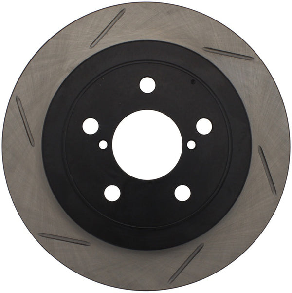 StopTech Power Slot 02-05 WRX Rear Left SportStop Slotted Rotor - Bull Strap