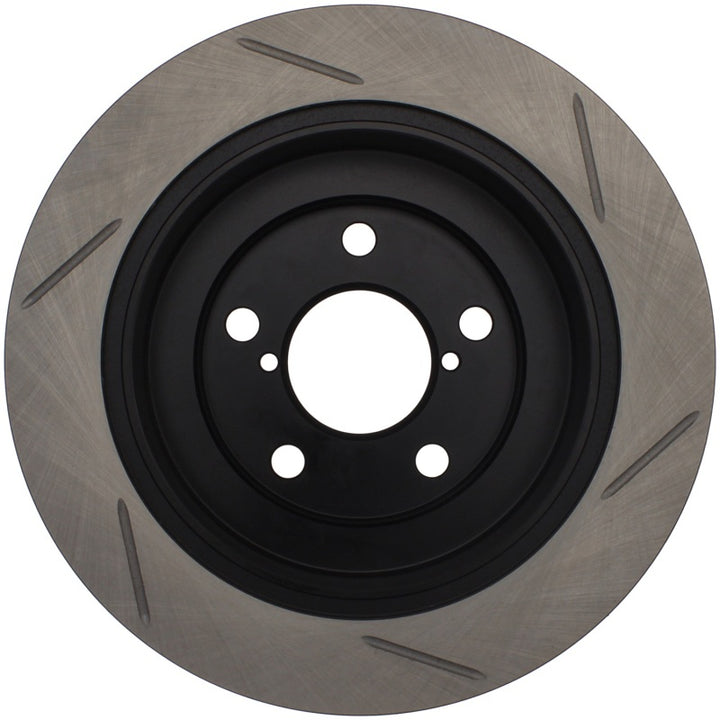 StopTech Power Slot 02-05 WRX Rear Left SportStop Slotted Rotor - Bull Strap
