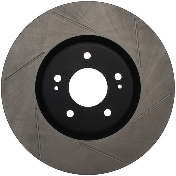 StopTech Power Slot 03-06 Evo 8 & 9 Slotted Left Front Rotor - Bull Strap
