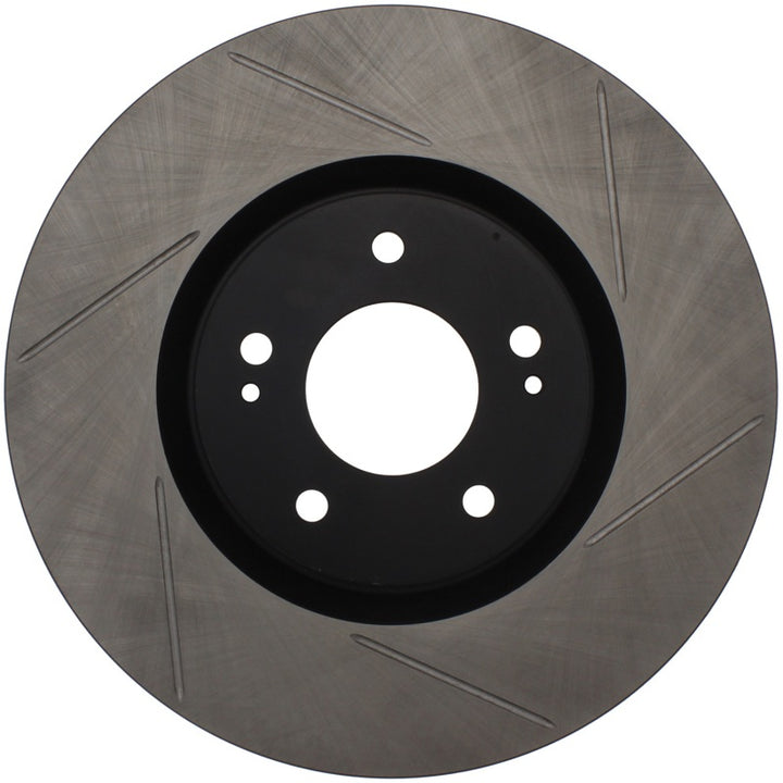 StopTech Power Slot 03-06 Evo 8 & 9 Slotted Left Front Rotor - Bull Strap