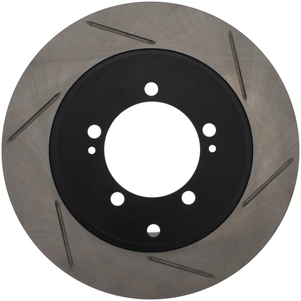 StopTech Power Slot 03-06 Evo 8 & 9 Slotted Left Rear Rotor - Bull Strap