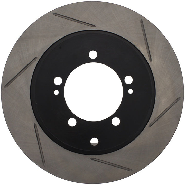 StopTech Power Slot 03-06 Evo 8 & 9 Slotted Left Rear Rotor - Bull Strap