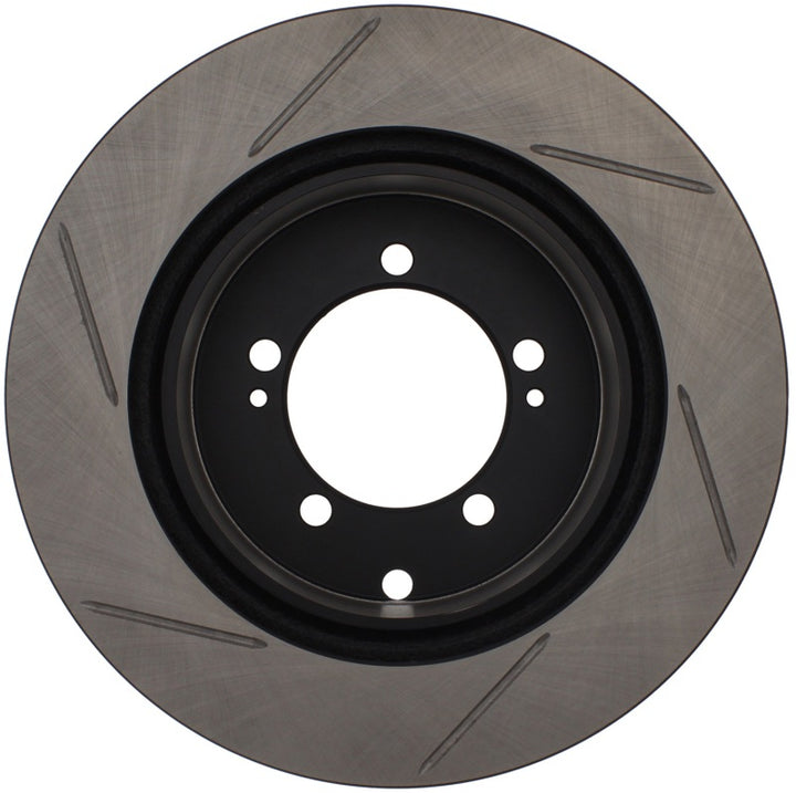 StopTech Power Slot 03-06 Evo 8 & 9 Slotted Left Rear Rotor - Bull Strap