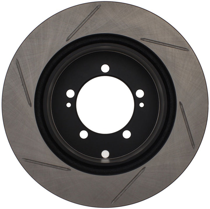StopTech Power Slot 03-06 Evo 8 & 9 Slotted Right Rear Rotor - Bull Strap