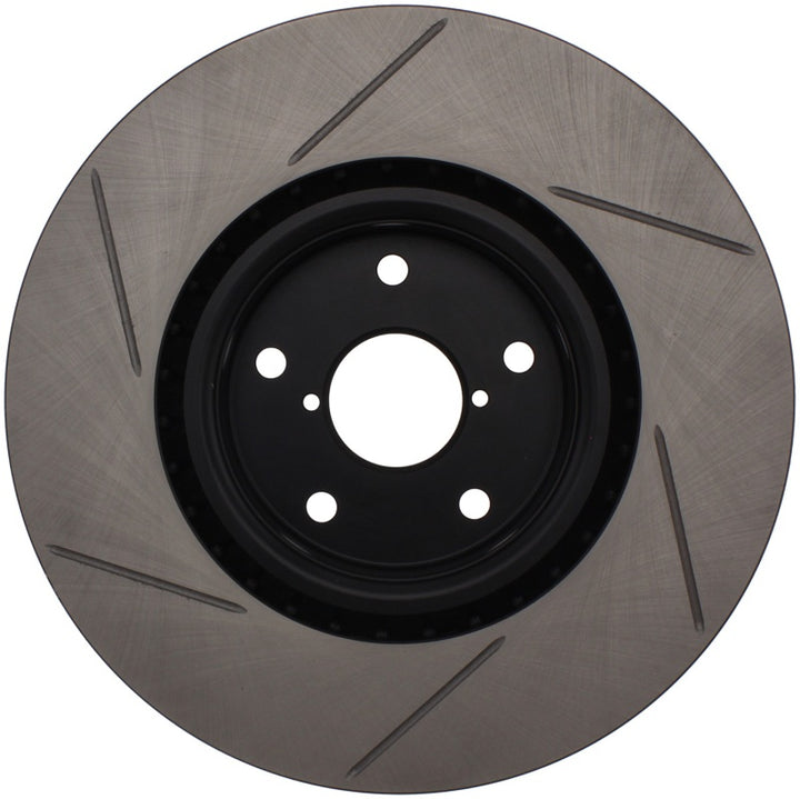 StopTech Power Slot 05-08 STi Front Right Slotted Rotor - Bull Strap