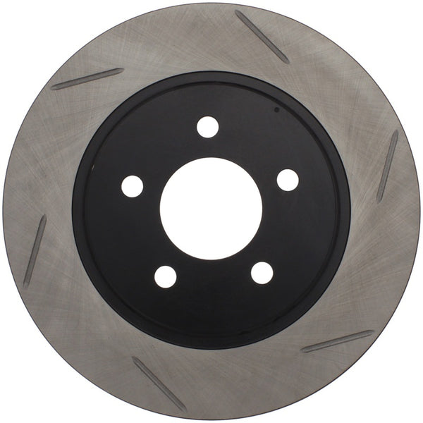 StopTech Power Slot 05-10 Mustang V6/4.0L / GT V8-4.6L Rear Left Slotted Rotor - Bull Strap