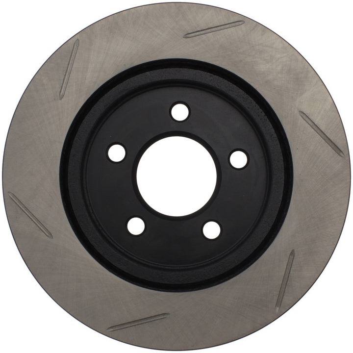 StopTech Power Slot 05-10 Mustang V6/4.0L / GT V8-4.6L Rear Left Slotted Rotor - Bull Strap