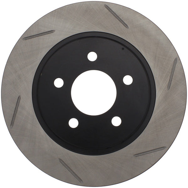 StopTech Power Slot 05-10 Mustang V6/4.0L / GT V8-4.6L Rear Right Slotted Rotor - Bull Strap