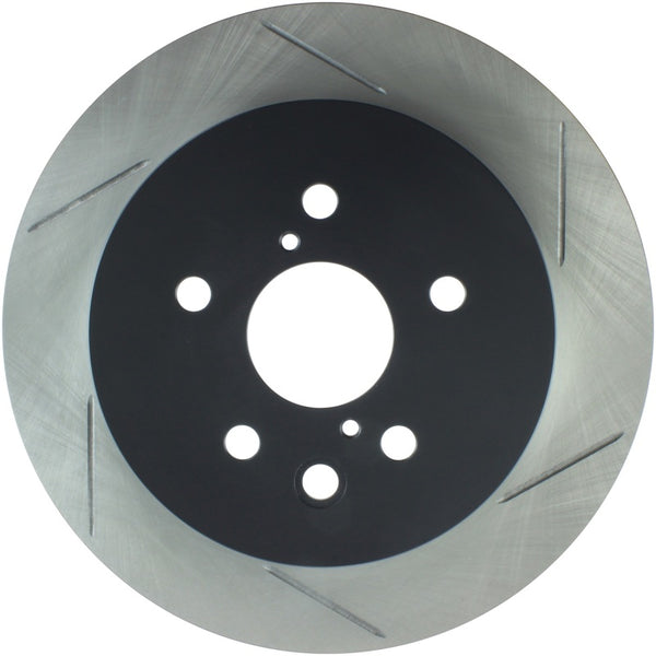 StopTech Power Slot 06-09 Lexus GS Series / 06-10 IS350 Rear Left Slotted Rotor - Bull Strap