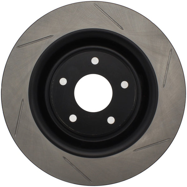 StopTech Power Slot 06-10 Chevrolet Corvette Front Right Slotted Rotor - Bull Strap
