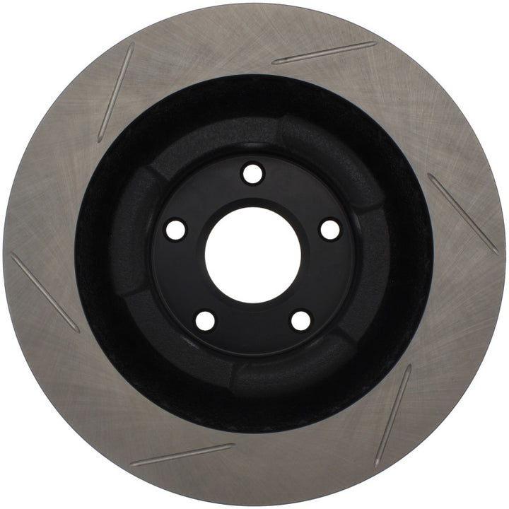 StopTech Power Slot 06-10 Chevrolet Corvette Front Right Slotted Rotor - Bull Strap
