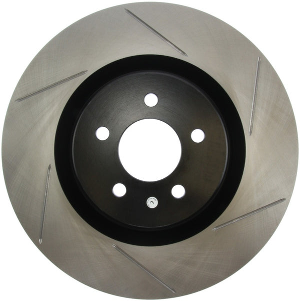 StopTech Power Slot 07-10 Ford Mustang Shelby Front Left Slotted Rotor - Bull Strap
