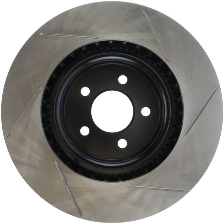 StopTech Power Slot 07-10 Ford Mustang Shelby Front Right Slotted Rotor - Bull Strap