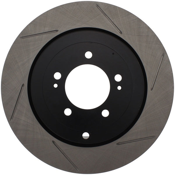 StopTech Power Slot 08-09 Evo 10 Slotted Left Rear Rotor - Bull Strap