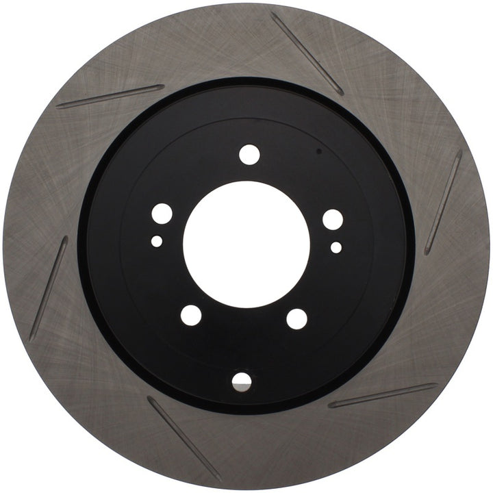 StopTech Power Slot 08-09 Evo 10 Slotted Left Rear Rotor - Bull Strap
