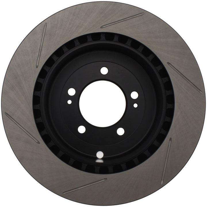 StopTech Power Slot 08-09 Evo 10 Slotted Left Rear Rotor - Bull Strap