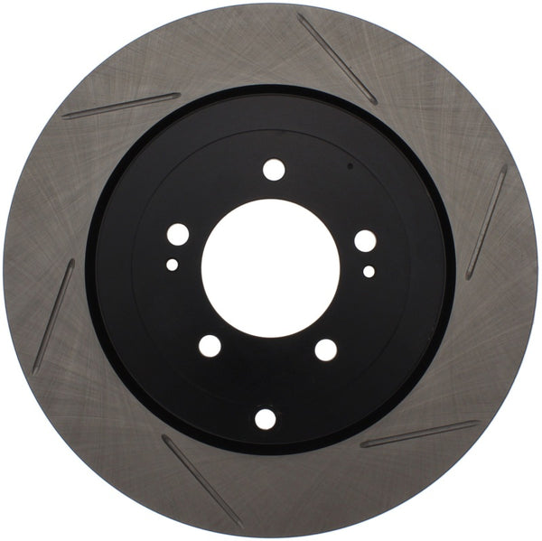 StopTech Power Slot 08-09 Evo 10 Slotted Right Rear Rotor - Bull Strap