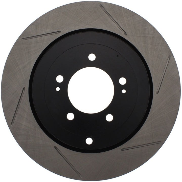 StopTech Power Slot 08-09 Evo 10 Slotted Right Rear Rotor - Bull Strap