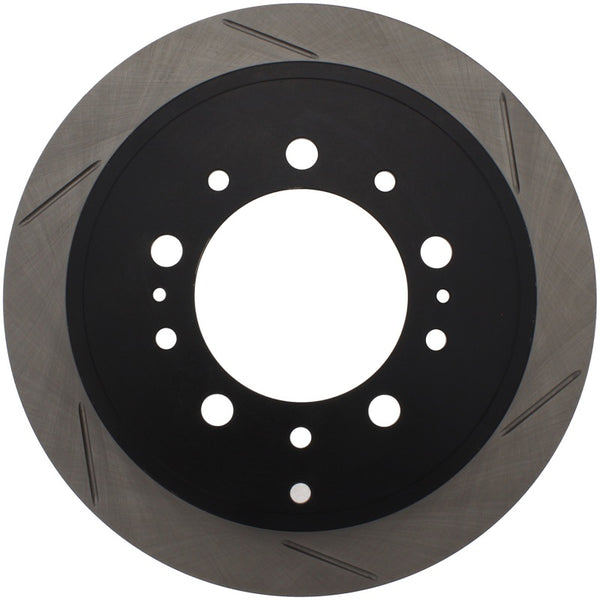 StopTech Power Slot 08-09 Lexus LX450/470/570 / 07-09 Toyota Tundra Slotted Left Rear Rotor - Bull Strap