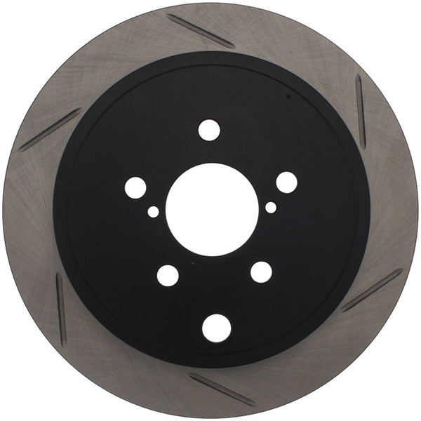 StopTech Power Slot 08-10 WRX Rear Right Slotted Rotor - Bull Strap