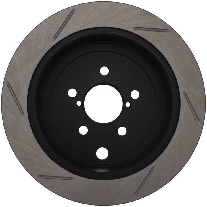 StopTech Power Slot 08-10 WRX Rear Right Slotted Rotor - Bull Strap