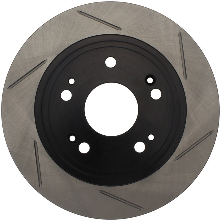 StopTech Power Slot 09-10 Acura TSX / 08-10 Honda Accord Rear Right Slotted Rotor - Bull Strap