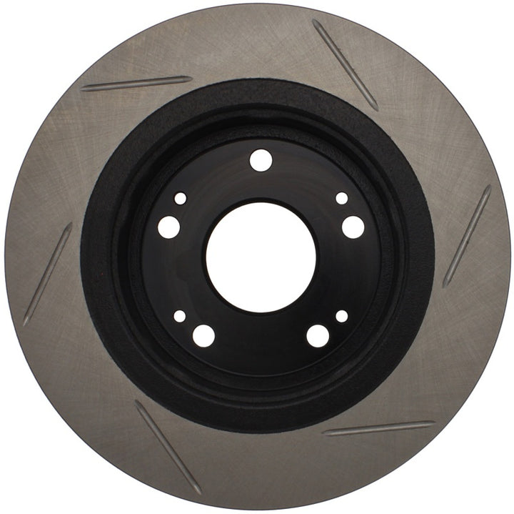 StopTech Power Slot 09-10 Acura TSX / 08-10 Honda Accord Rear Right Slotted Rotor - Bull Strap