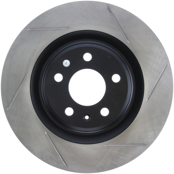 StopTech Power Slot 12-13 Audi A6 Quattro/11-12 A7 Quattro / 10-13 S4 Rear Left Slotted Rotor - Bull Strap