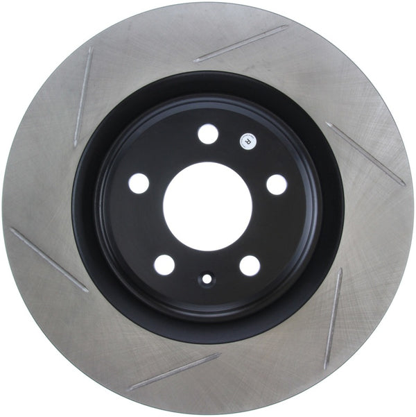 StopTech Power Slot 12-13 Audi A6 Quattro/11-12 A7 Quattro / 10-13 S4 Rear Right Slotted Rotor - Bull Strap
