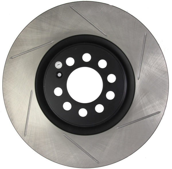 StopTech Power Slot 3/99-06 Audi TT/00-06 TT Quattro / 03-05 VW Golf GTi Left Front Slotted Rotor - Bull Strap