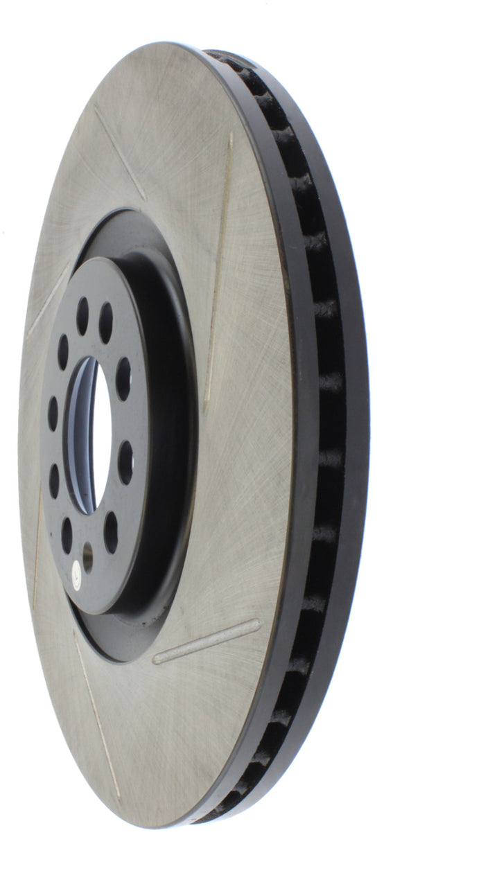StopTech Power Slot 3/99-06 Audi TT/00-06 TT Quattro / 03-05 VW Golf GTi Left Front Slotted Rotor - Bull Strap