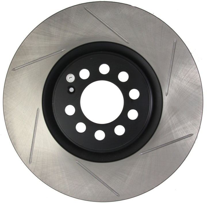 StopTech Power Slot 3/99-06 Audi TT/00-06 TT Quattro / 03-05 VW Golf GTi Left Front Slotted Rotor - Bull Strap