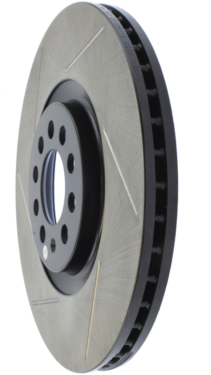 StopTech Power Slot 3/99-06 Audi TT/00-06 TT Quattro / 03-05 VW Golf GTi Right Front Slotted Rotor - Bull Strap