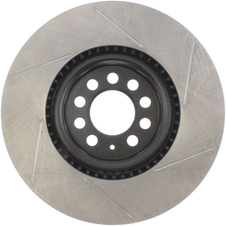 StopTech Power Slot 3/99-06 Audi TT/00-06 TT Quattro / 03-05 VW Golf GTi Right Front Slotted Rotor - Bull Strap